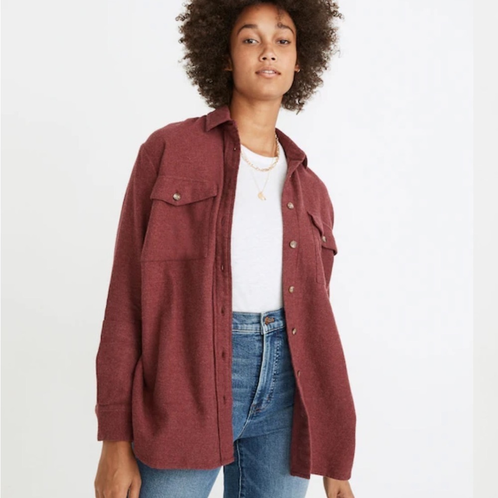 MADEWELL Flannel Flap Pocket Oversized Ex Boyfriend Shirt Size Small